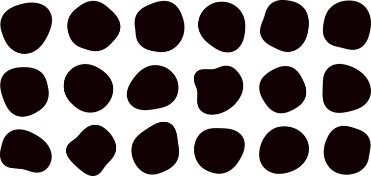 Collection of black organic blob shapes on white background