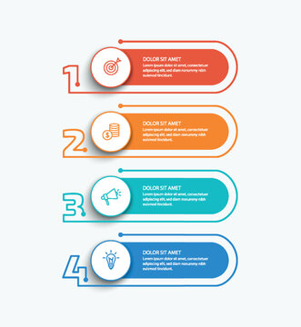 Business infographic design template with 4 options, steps or processes. Can be used for workflow layout, diagram, annual report, web design
