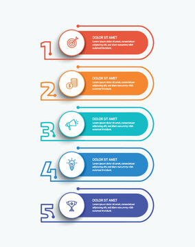 Business infographic template with 5 options or steps. Can be used for workflow layout, diagram, annual report, web design	
