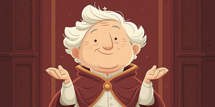 Cartoon animation style pope - catholic religious position