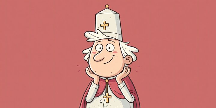 Cartoon animation style pope - catholic religious position