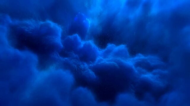 Dynamic blue clouds in motion with surreal light transitions