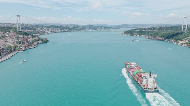 Turquoise Waters Span Bosphorus Shipping Route