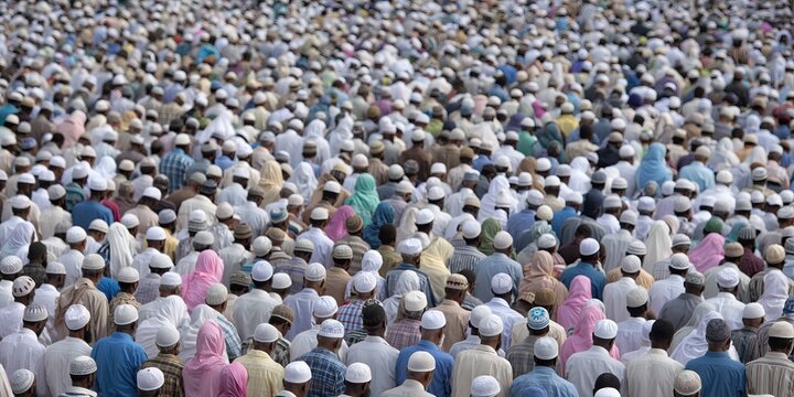 Photo of Eid Al-adha with large crowd of people praying