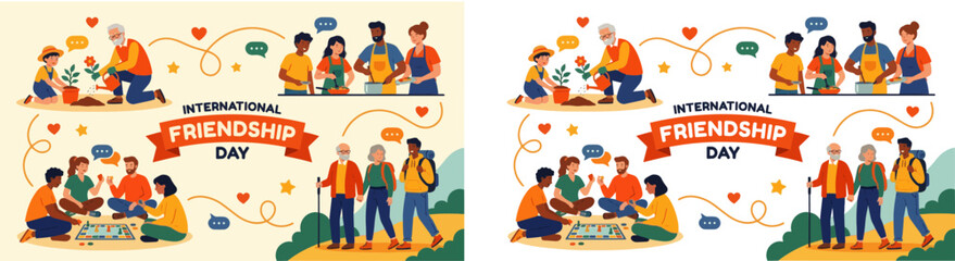 Fototapeta premium International Friendship Day Global Unity and Cultural Diversity Vector Set