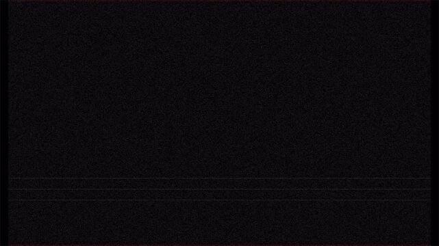 Analog VHS noise and static distortion on black background, glitch texture 4k video