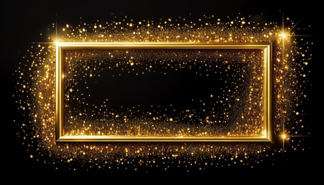 isolated gold glitter border in rectangle shape