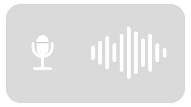 Minimalist audio widget vector icon with microphone and sound wave. Modern UI UX design element for voice assistant, podcast player empty state, AI voice chat, or missing audio preview layout.