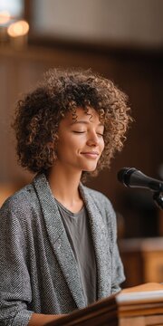 Photo of female pastor giving sermon