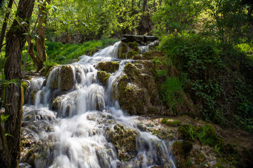 Obraz premium Taorska Vrela, a popular tourist destination in Serbia with numerous waterfalls and beautiful nature 