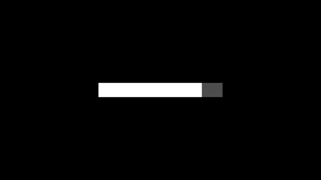 Simple animation of filling an empty line. Concept of loading on the black background.