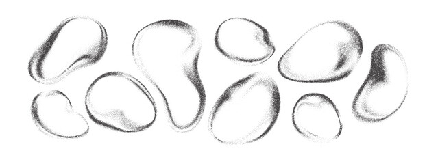 Plakat Abstract black grainy blur shapes set on white background