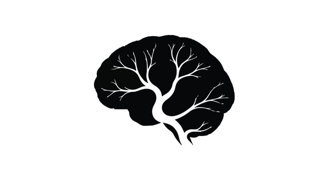 black brain with white tree inside