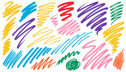 Colorful scribbles and doodles on a white background representing creativity and abstract expression with dynamic lines and vibrant hues © NB_Visual_Work