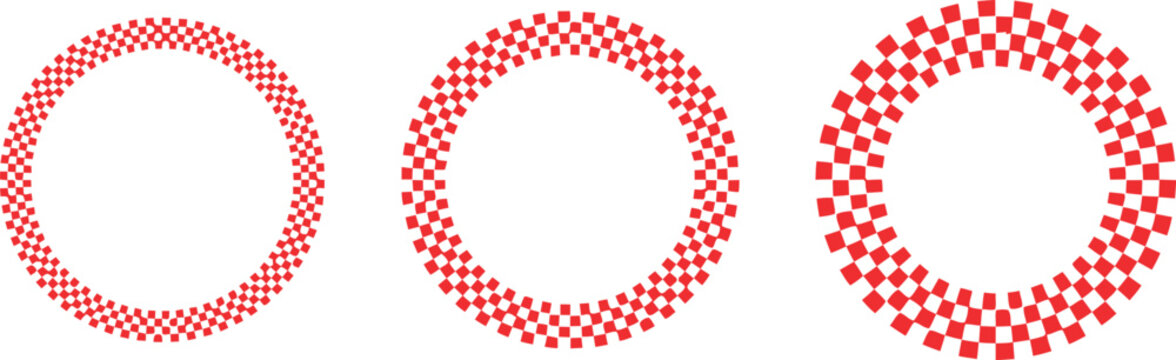 Red checkered circle vector illustration three stages of formation