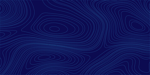 Dark blue topographic map background with abstract contour lines for geographic, cartographic, and wavy texture design. Light blue contour lines over a dark blue backdrop, topographic map © Creative Arts