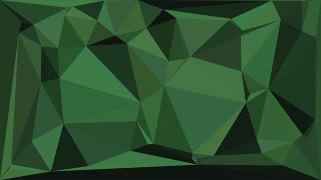 Dark forest green abstract geometric background with modern low poly triangular pattern design