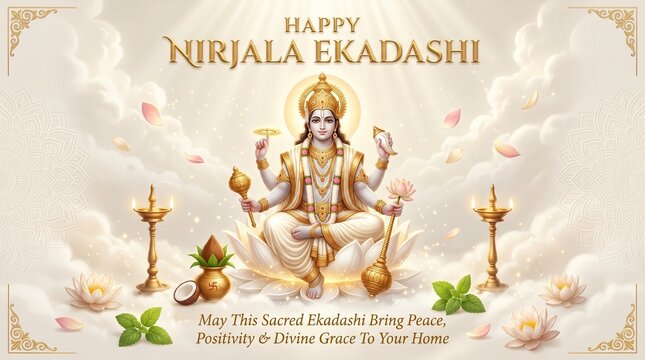 Sacred Ivory Gold Ekadashi Spiritual Greeting Design