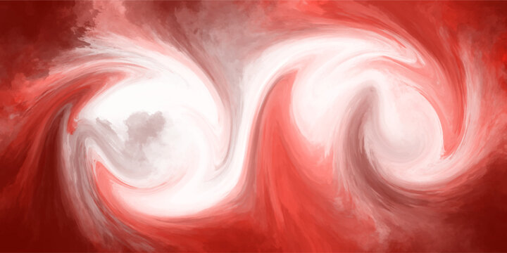 Intense crimson red fluid abstract watercolor background featuring dynamic marble swirl textures and white core