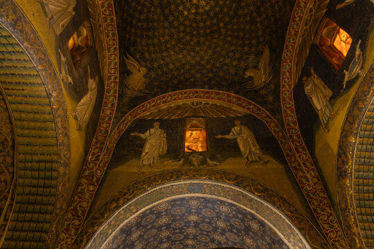 Mausoleum of Galla Placidia interior, Ravenna, Emilia-Romagna, Italy.