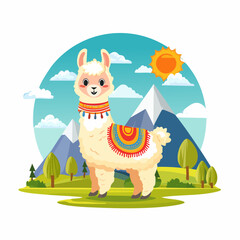 Fototapeta premium Baby-Alpaka im Hochland (Peru-Stil)