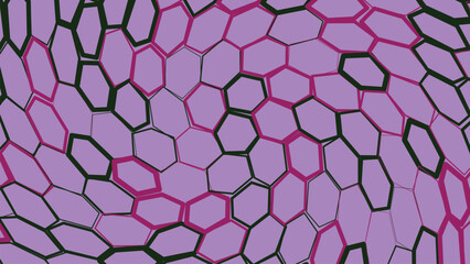 Obraz premium Vibrant purple hexagonal pattern with black and pink outlines