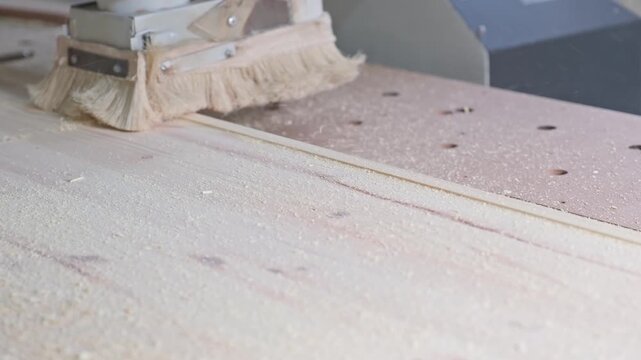 CNC machine surfacing a pine board 