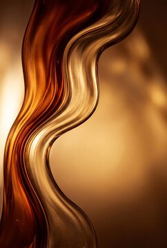 Abstract Golden Amber Liquid Flowing in Elegant Waves with Warm Lighting