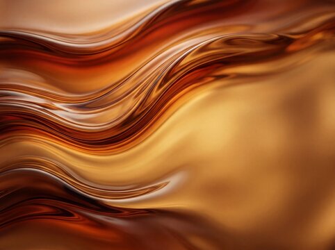 Abstract flowing liquid gold and amber texture background with glossy waves