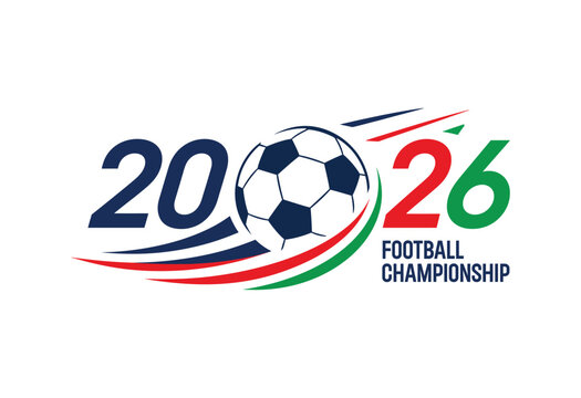 2026 Football Championship Logo with Soccer Ball and Red, Green, and Blue Stripes
