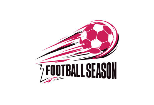 Football Season Logo with Flying Soccer Ball, Modern Football Championship 2026
