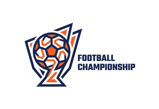 Football Championship Logo with Trophy and Ball