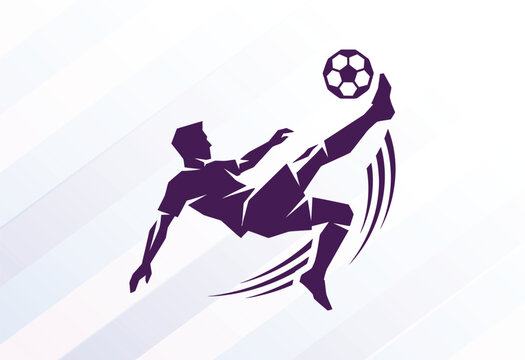 Soccer Player Kicking Ball Illustration, Minimal Football Player and Soccer Ball Action