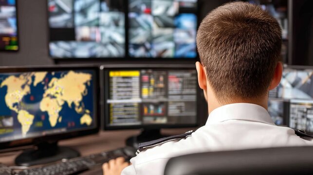 Operations Room with Multiple Monitors Displaying Synchronized Data