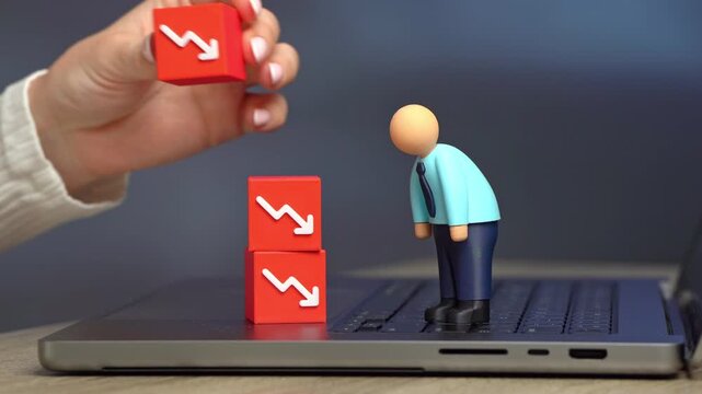 Businessman is upset by his business in poor financial performance. A series of unprofitable months, declining revenues and growing economic pressure