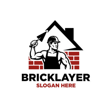 Illustration of Bricklayer Logo Design Vector Illustration