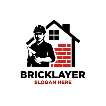Illustration of Bricklayer Logo Design Vector Illustration