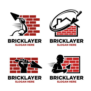 Illustration of Bricklayer Logo Design Vector Illustration