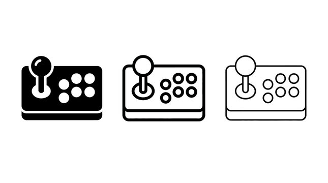 Minimalist video game controller designs in black and white linear style