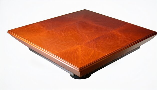 low square coffee table with terracotta zellige top on a white background