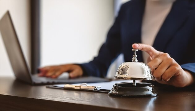customer service bell finger press hand hotel desk