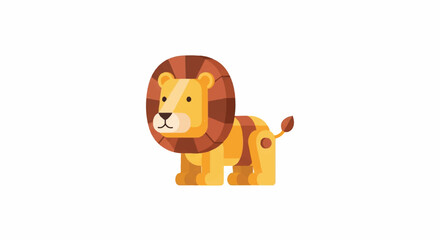 Fototapeta premium Cartoon lion illustration standing proudly with a warm color palette.