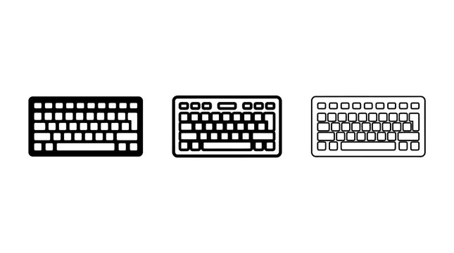 Minimalist keyboard design set showcasing three different icon styles
