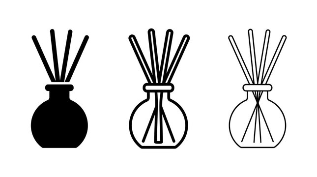 Aromatherapy diffuser icon set in minimalist and outline styles