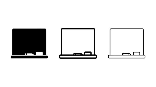 Minimalist blackboard icons collection in silhouette and outline styles