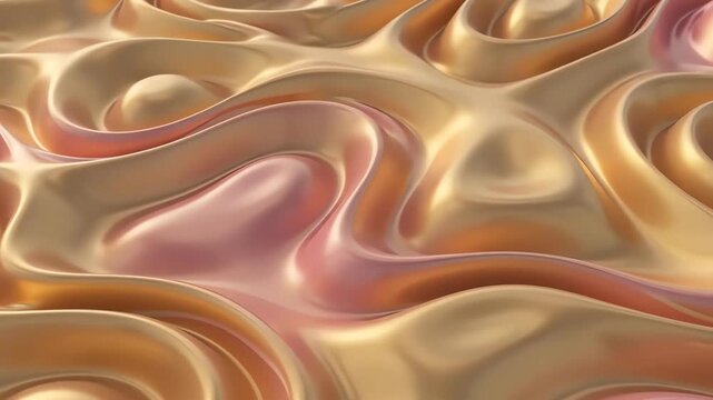 Shiny liquid gold rose pink satin texture for elegant designs. Suitable for luxury branding, cosmetics packaging, and decorative prints.