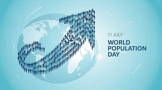 World population day illustration with upward trend