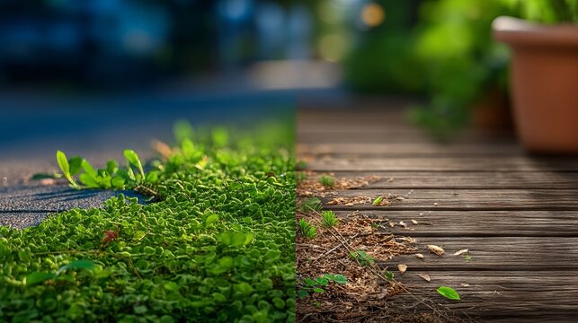 Overgrown Garden Pathway Encroached by Weeds and Nature's Resilience