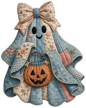 Hand drawn halloween owl with pumpkin and autumn leaves isolated on transparent background