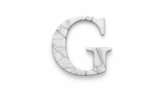 Marble textured serif letter G isolated on white background.